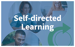 Self-Directed Learning Logo with diverse range of persons working on their personal devices