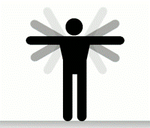 Icon of person with arms outstretched and motion lines