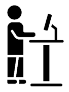 Icon of person at a stand up desk with monitor