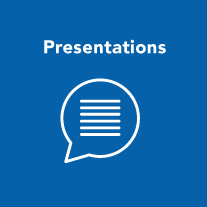 Presentations with people in a group and speech bubble