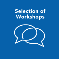 Selection of workshops with people sitting at a table discussion