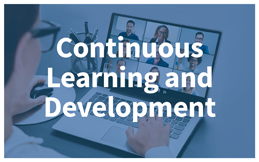 Continuous Learning and Development - person on a laptop in a webinar