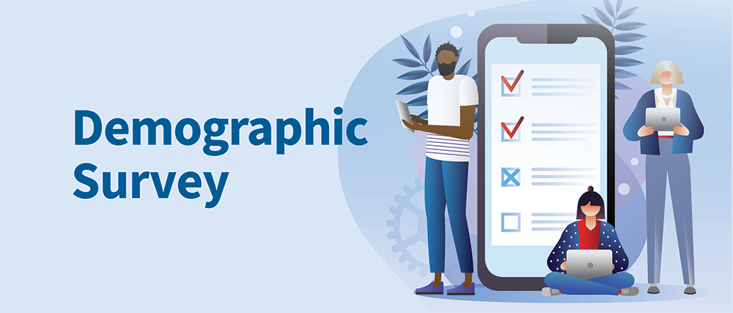 Demographic Survey – Group of diverse people filling out a survey online
