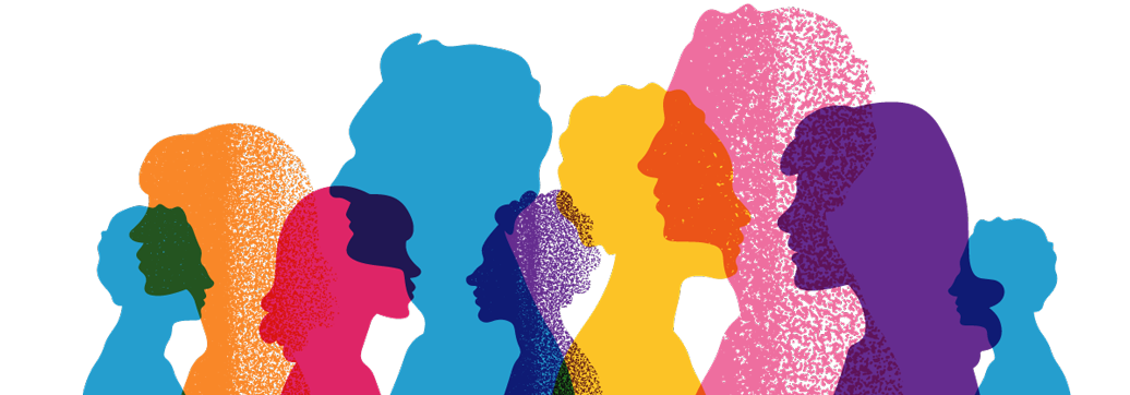 Silhouettes of a diverse range of people