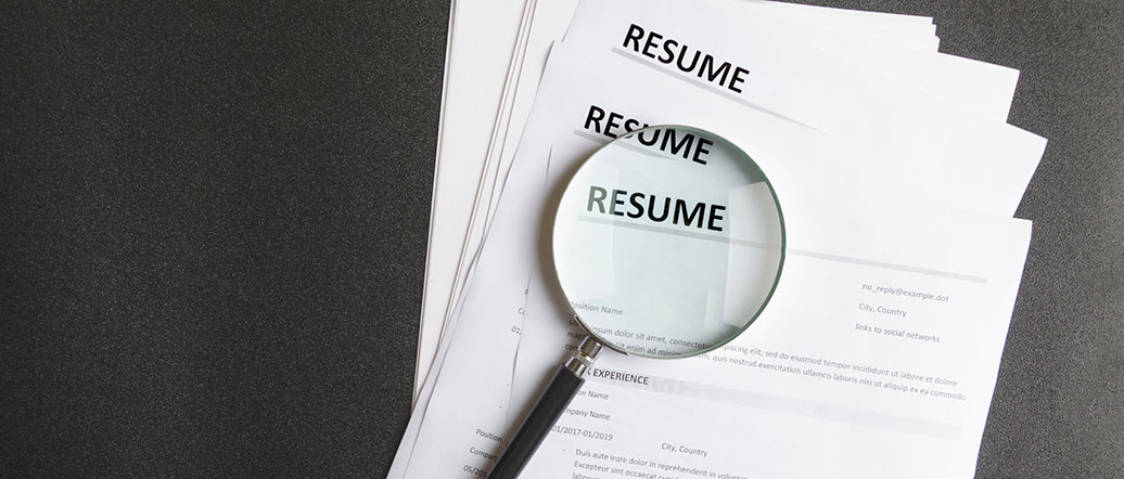 Resume stack with magnifying glass