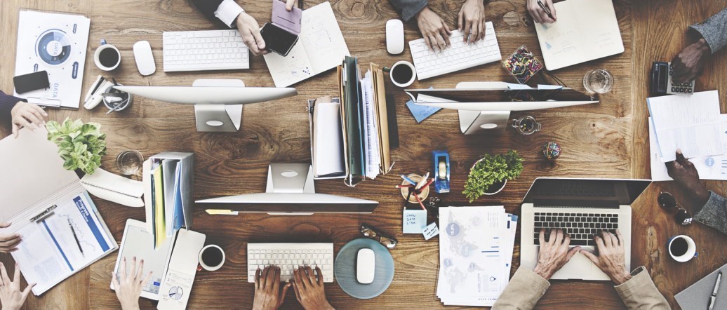 People working at a desk