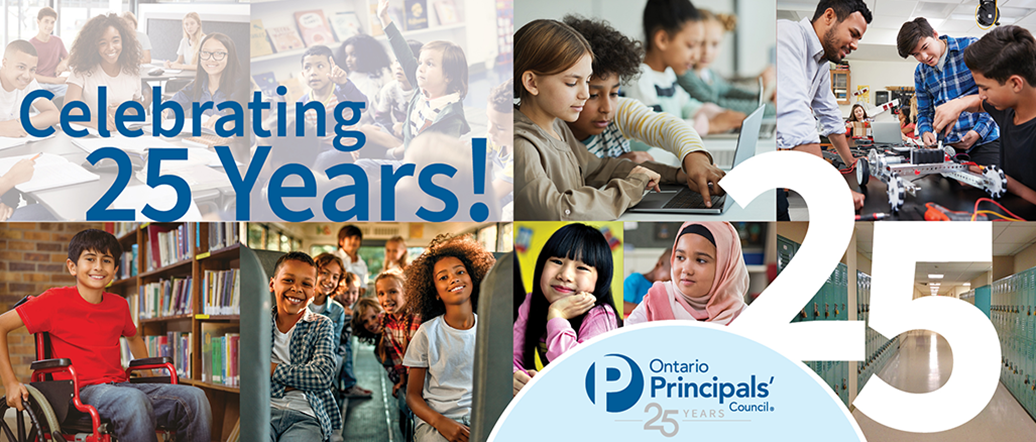 Celebrating 25 Years with images of diverse range of students students from kindergarten to Grade 12 in classrooms, schools and on the bus.
