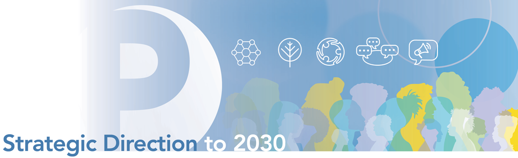 Strategic Direction to 2030. OPC logo with diverse group of people silhouettes